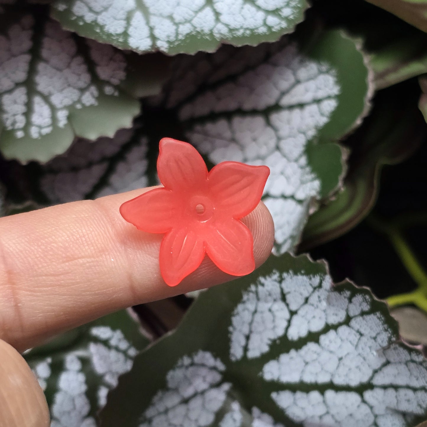 50 Blumenperlen im bunten Farbmix, jede mit einem Durchmesser von 2,2 cm. Die Perlen zeichnen sich durch ihre matte Oberfläche aus und präsentieren sich im stilvollen Sternblüten-Design. Mit dem praktischen Loch zum Auffädeln sind sie ideal für eine Vielzahl kreativer Projekte.