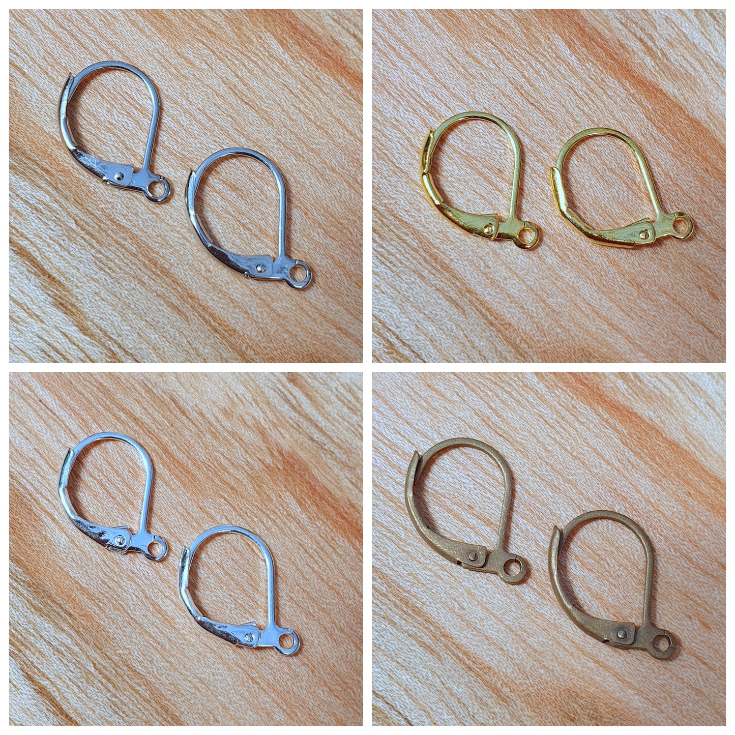10 zarte Klappbrisuren aus Messing für Ohrschmuck DIY, 15mm, verschiedene Farben