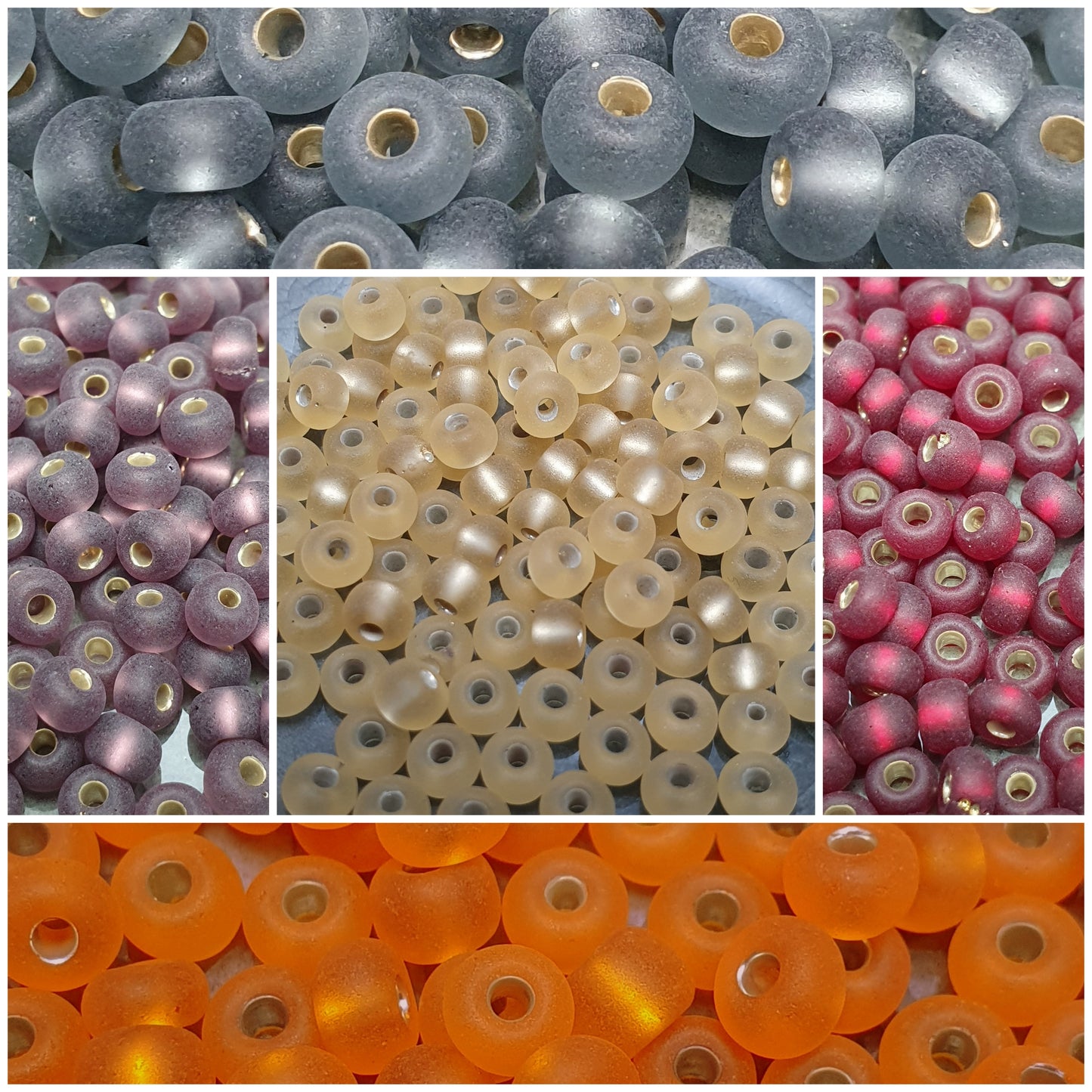10g Rocailles mattiert und silverlined, ø 4,3mm, ideal zum Basteln von Perlentieren