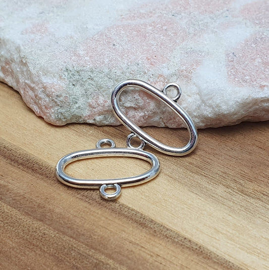 5 schlichte, ovale Schmuckverbinder in silberfarbig, 18x22mm