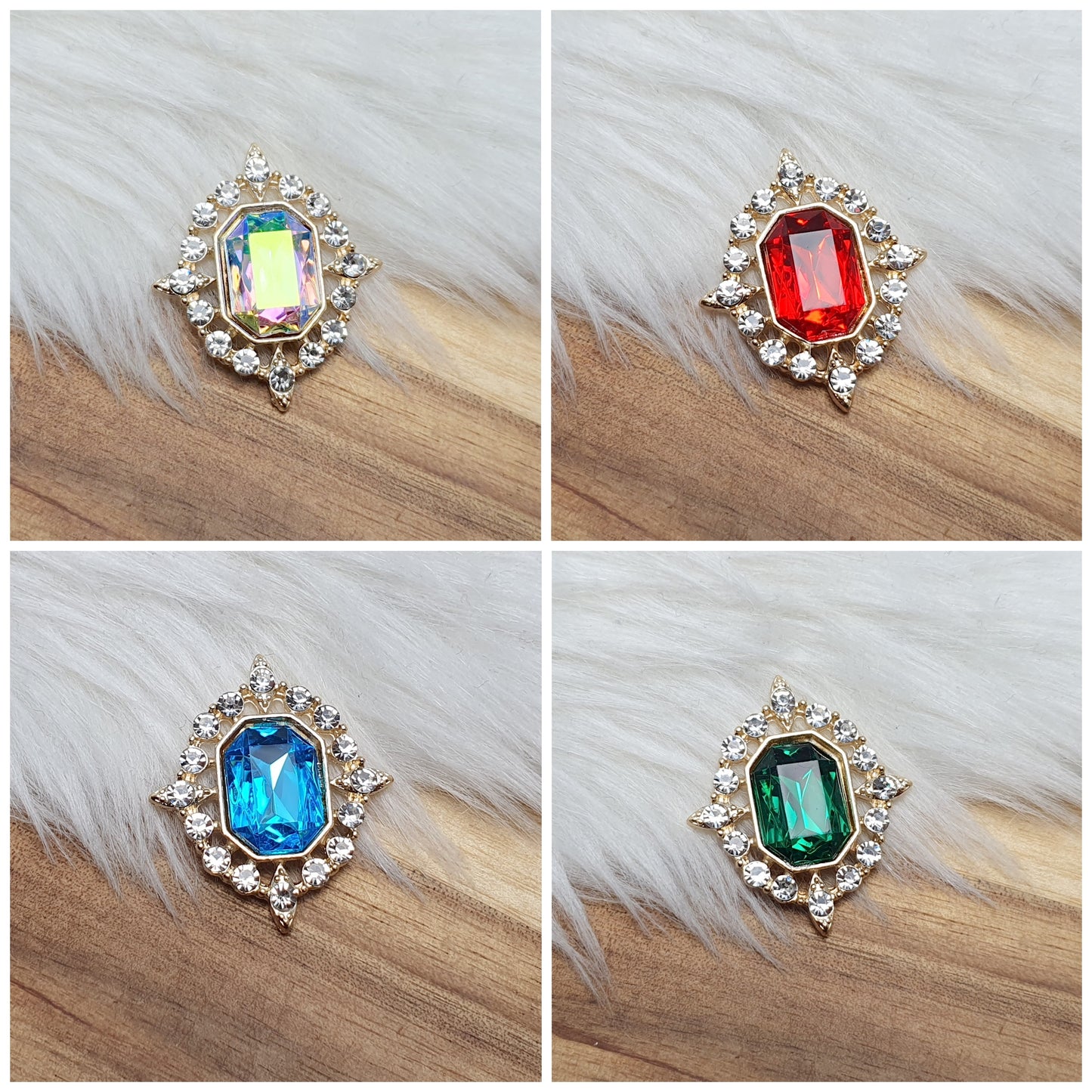 Zierteil mit Schmucksteinen & Strass, ideal für Broschen, Haarschmuck oder Schatullen, KC Gold