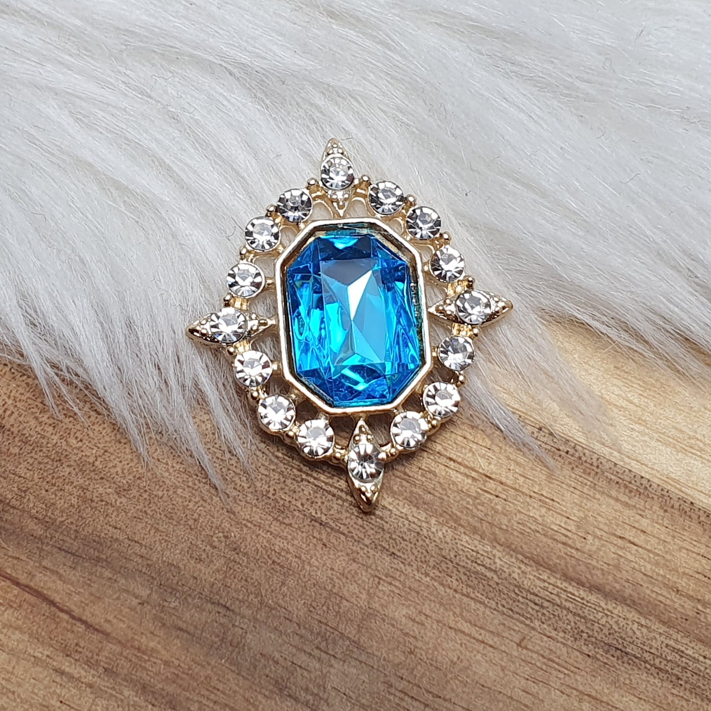 Zierteil mit Schmucksteinen & Strass, ideal für Broschen, Haarschmuck oder Schatullen, KC Gold, aqua