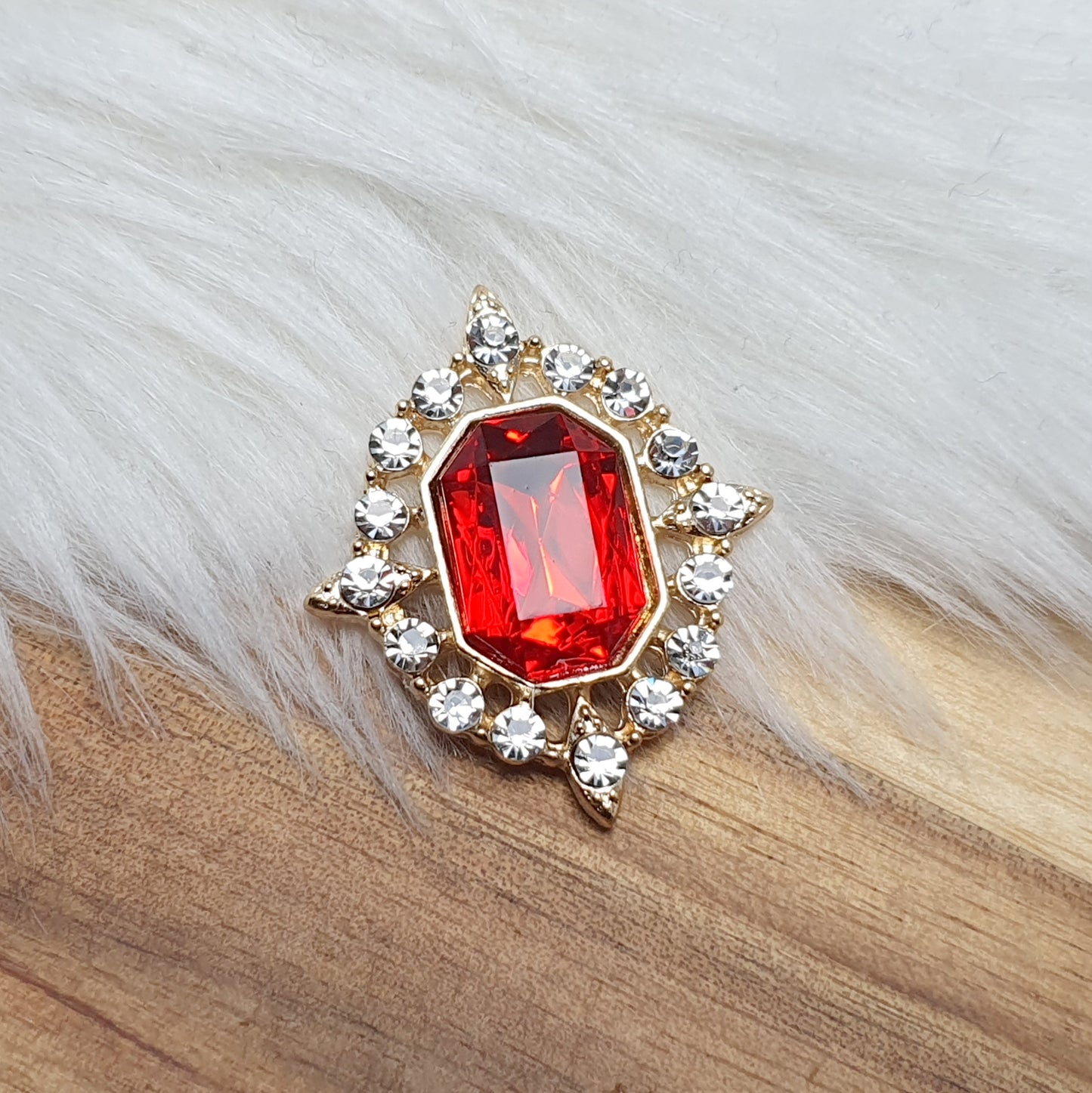 Zierteil mit Schmucksteinen & Strass, ideal für Broschen, Haarschmuck oder Schatullen, KC Gold, siam