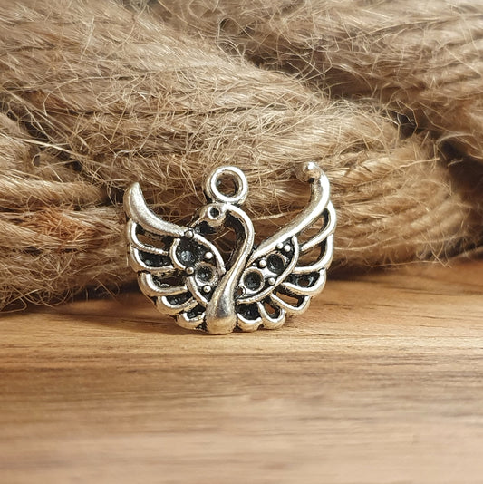 3 Anhänger Schwan mit Antikfinish, 15mm