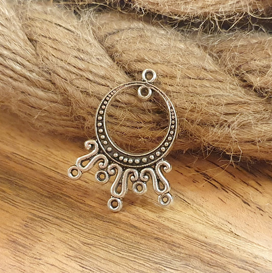 2 Chandelier Multiverbinder, 35mm, 5 Ösen, antik Silberfarbig, Ohrringe, Ohrschmuck