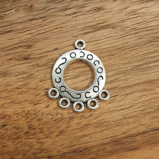 2 Chandelier Multiverbinder, 5 Ösen, antik Silberfarbig, Ohrringe, Ohrschmuck