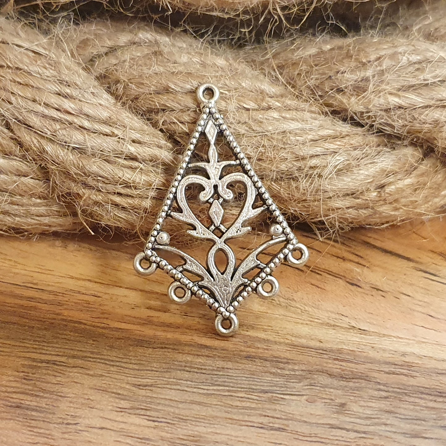 2 Chandelier Multiverbinder, 38mm, 5 Ösen, antik Silberfarbig, Ohrringe, Ohrschmuck