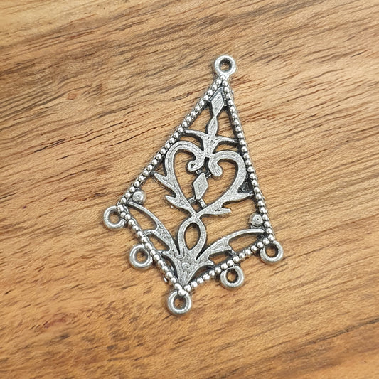 2 Chandelier Multiverbinder, 38mm, 5 Ösen, antik Silberfarbig, Ohrringe, Ohrschmuck