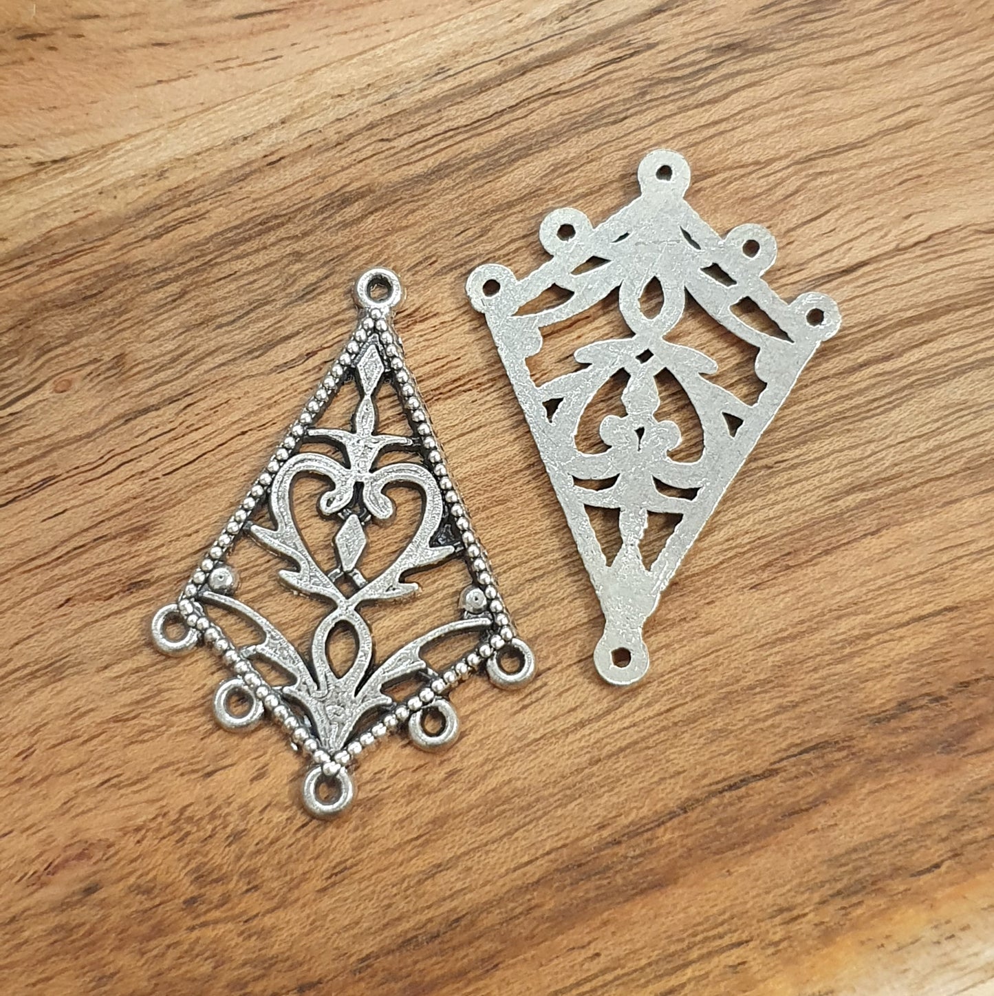 2 Chandelier Multiverbinder, 38mm, 5 Ösen, antik Silberfarbig, Ohrringe, Ohrschmuck