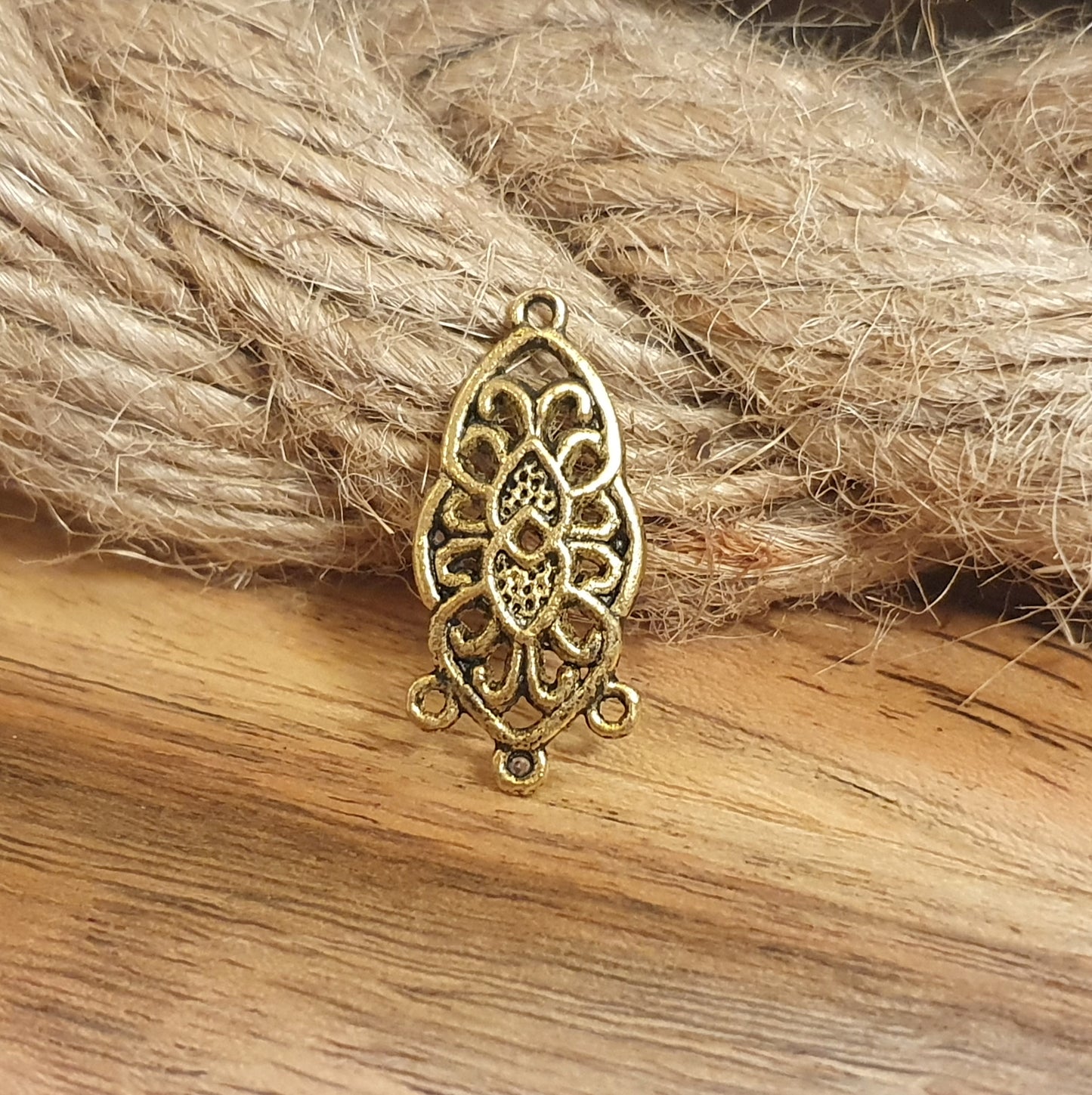 2 Multiverbinder, 25mm, 3 Ösen, antik Goldfarbig, Ohrringe, Ohrschmuck
