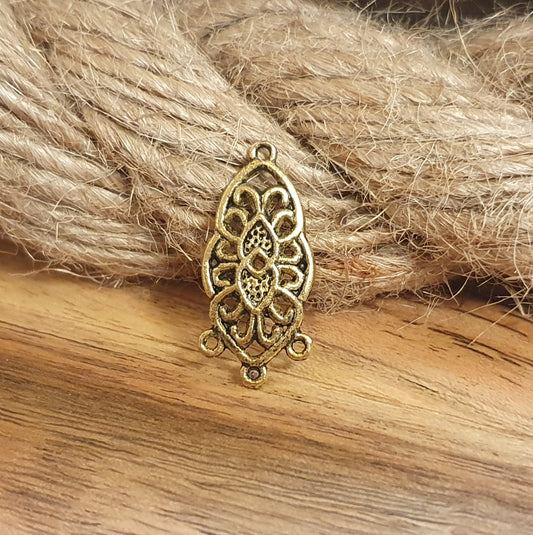 2 Multiverbinder, 25mm, 3 Ösen, antik Goldfarbig, Ohrringe, Ohrschmuck