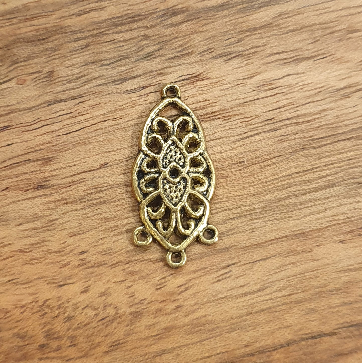 2 Multiverbinder, 25mm, 3 Ösen, antik Goldfarbig, Ohrringe, Ohrschmuck