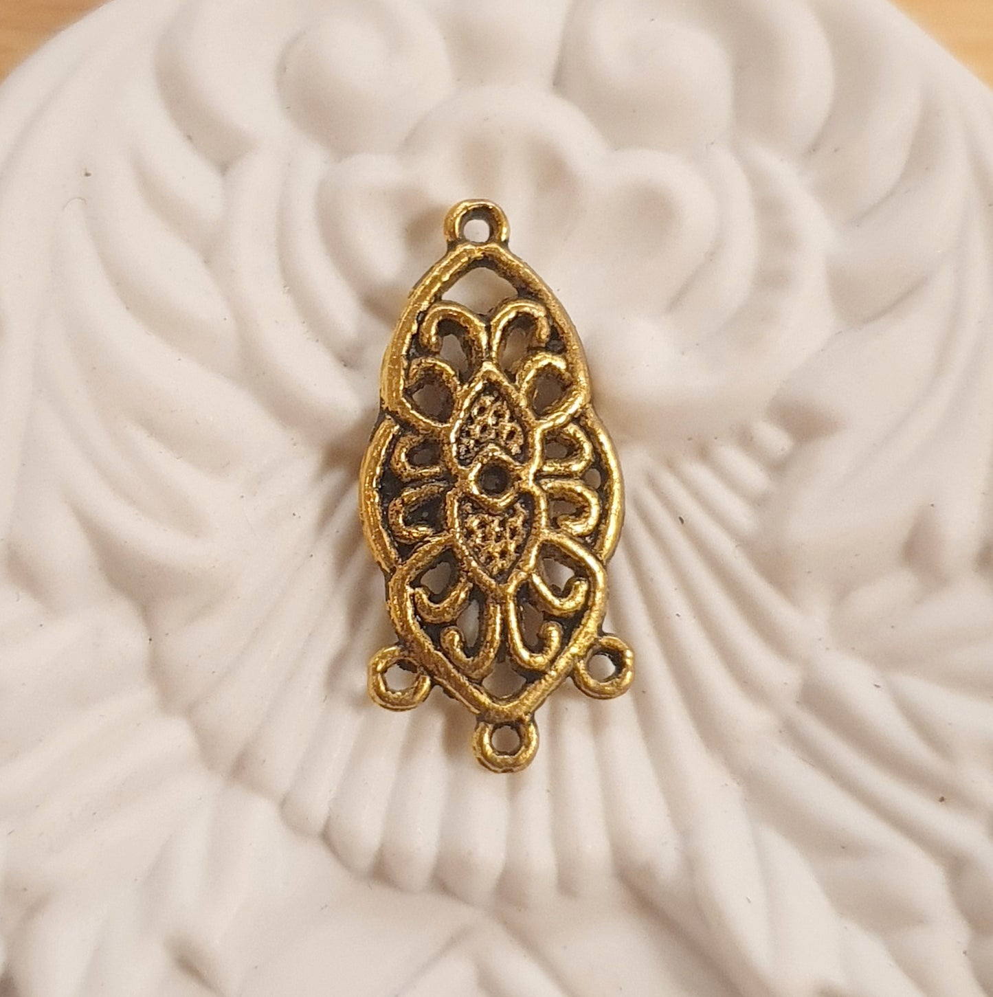 2 Multiverbinder, 25mm, 3 Ösen, antik Goldfarbig, Ohrringe, Ohrschmuck