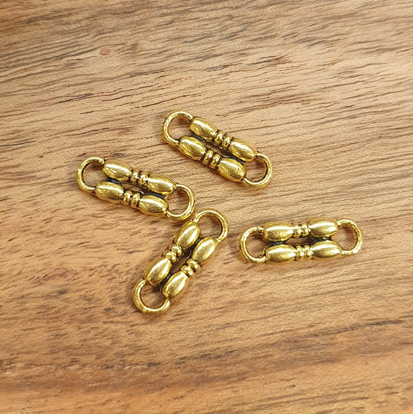4 Schmuckverbinder Ethno, 17mm, mit Antik Finish, Ohrringe, Ohrschmuck, Armschmuck, Ketten, antik gold