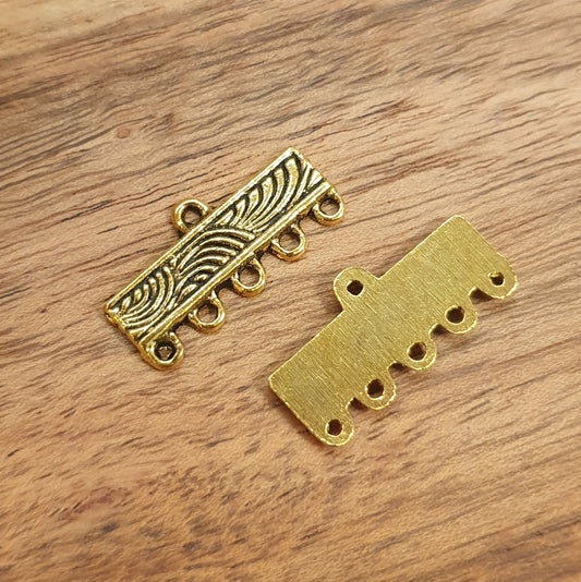 2 Chandelier Multiverbinder, 23mm, 5 Ösen, antik Goldfarbig, Ohrringe, Ohrschmuck