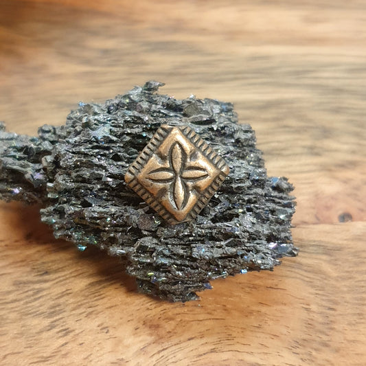 5 Metallperlen Raute, Zwischenperlen, 11mm, antik kupferfarbig