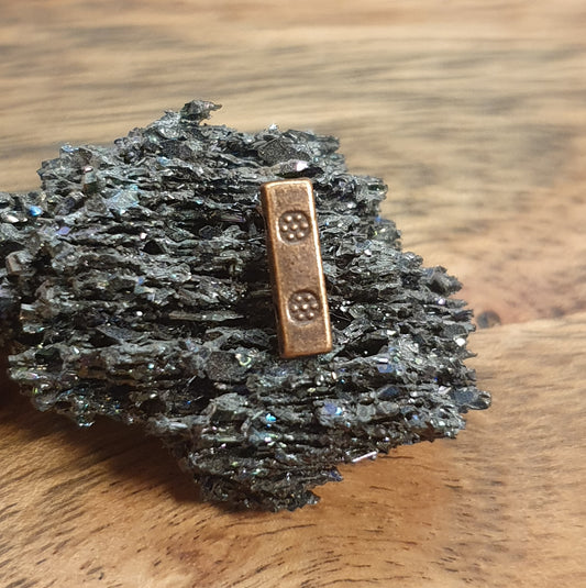 6 längliche Metallperlen mit 2 Fädellöchern in antik kupferfarbig, 10x3mm