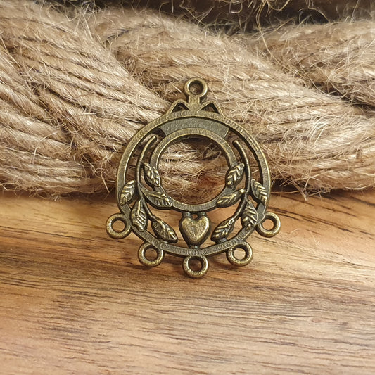 2 Multi-Verbinder mit 5 Ösen in antik bronzefarbig, 35mm