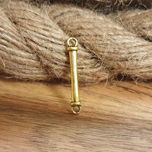 4 Verbinder Stab in antik goldfarbig, 31mm