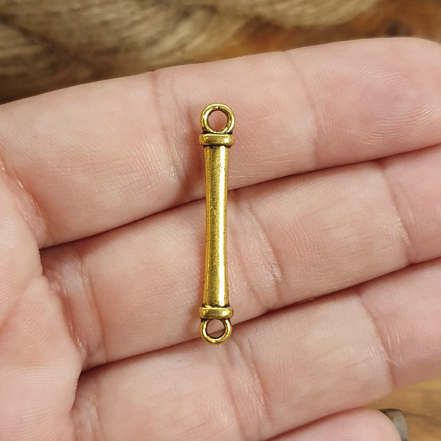 4 Verbinder Stab in antik goldfarbig, 31mm