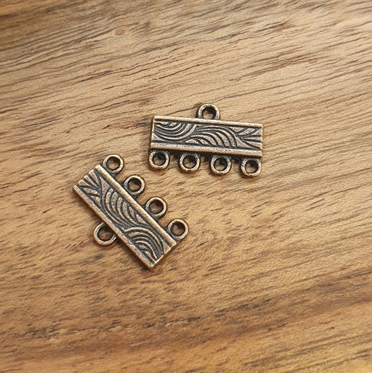 2 Multi-Verbinder im Ethnodesign, in antik kupferfarbig, 17mm