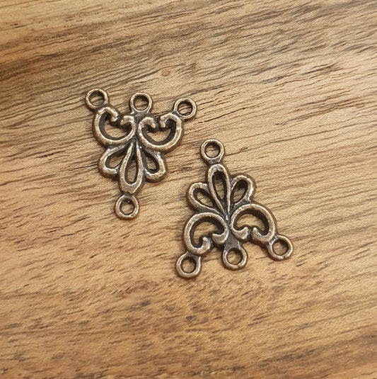 2 Multi-Verbinder Ornamentdesign, in antik kupferfarbig, 19mm