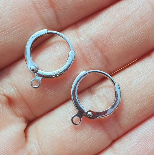 Zarte Creolen mit Anhängeröse, 925er Silber, 13mm, rhodiniert