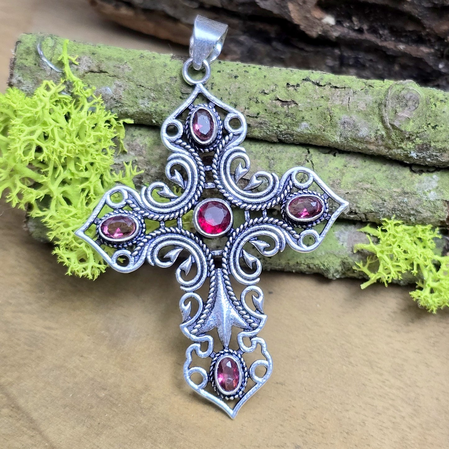 .925 Sterling Silber Anhänger, nostalgische Kreuz mit Zirkonia