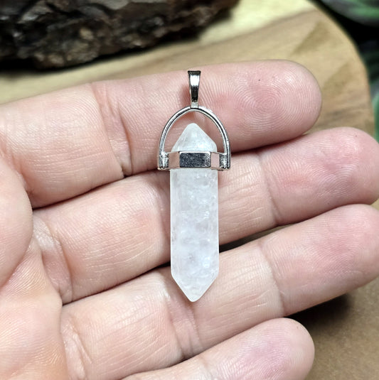 Anhänger Säulenpendel, Quarz mit silberfarbiger Öse