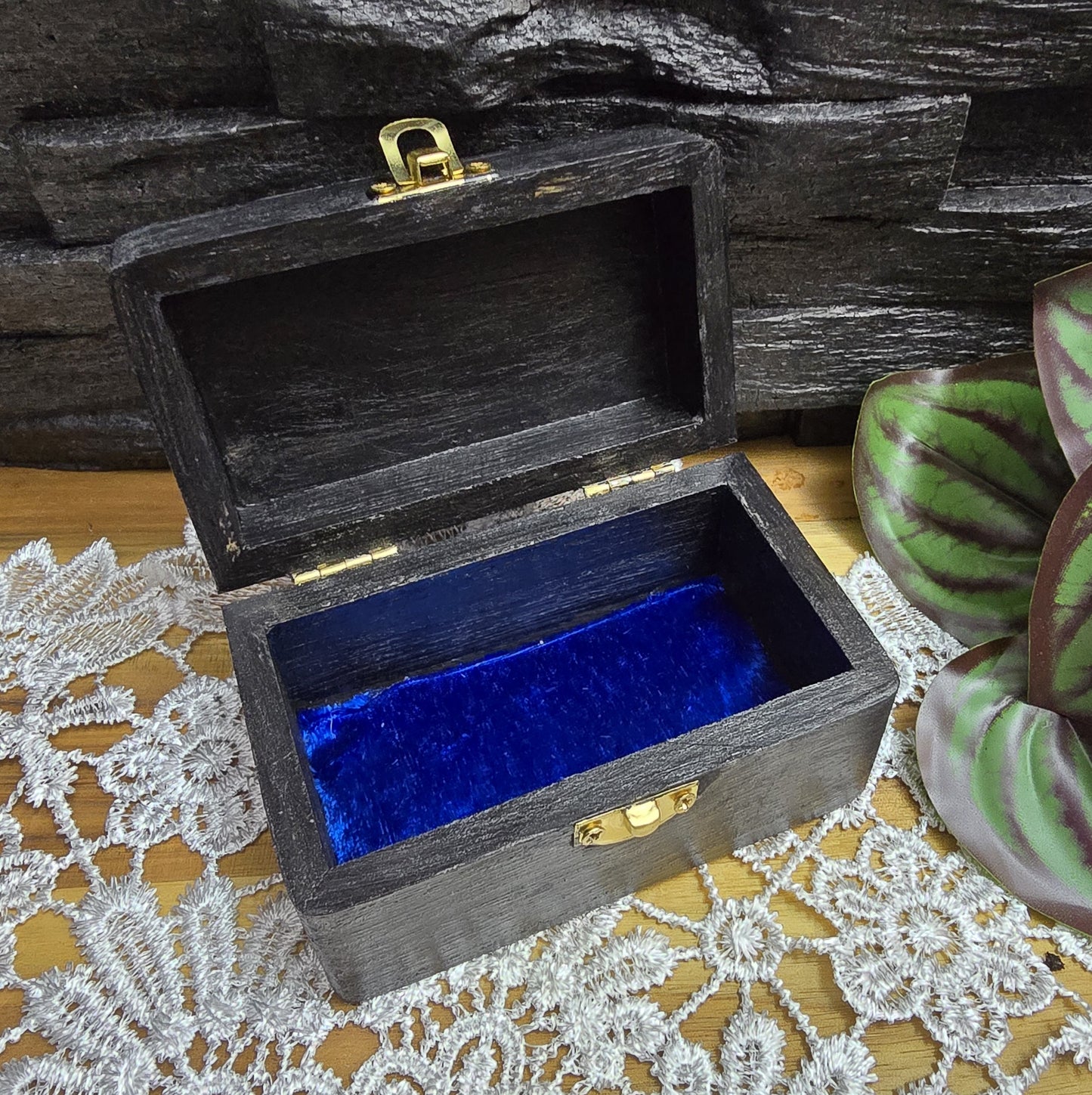Schmuckkästchen, zwei Krähen, Schmuckschatulle, Tarot Kartenbox aus Holz, für Fantasy Fairycore, Hexen Wohndekor, Geschenk