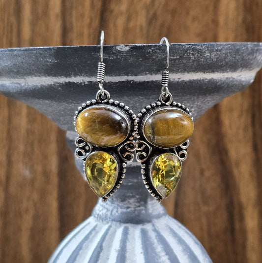 Ohrhänger mit warmem Tigerauge, .925 Sterling Silber