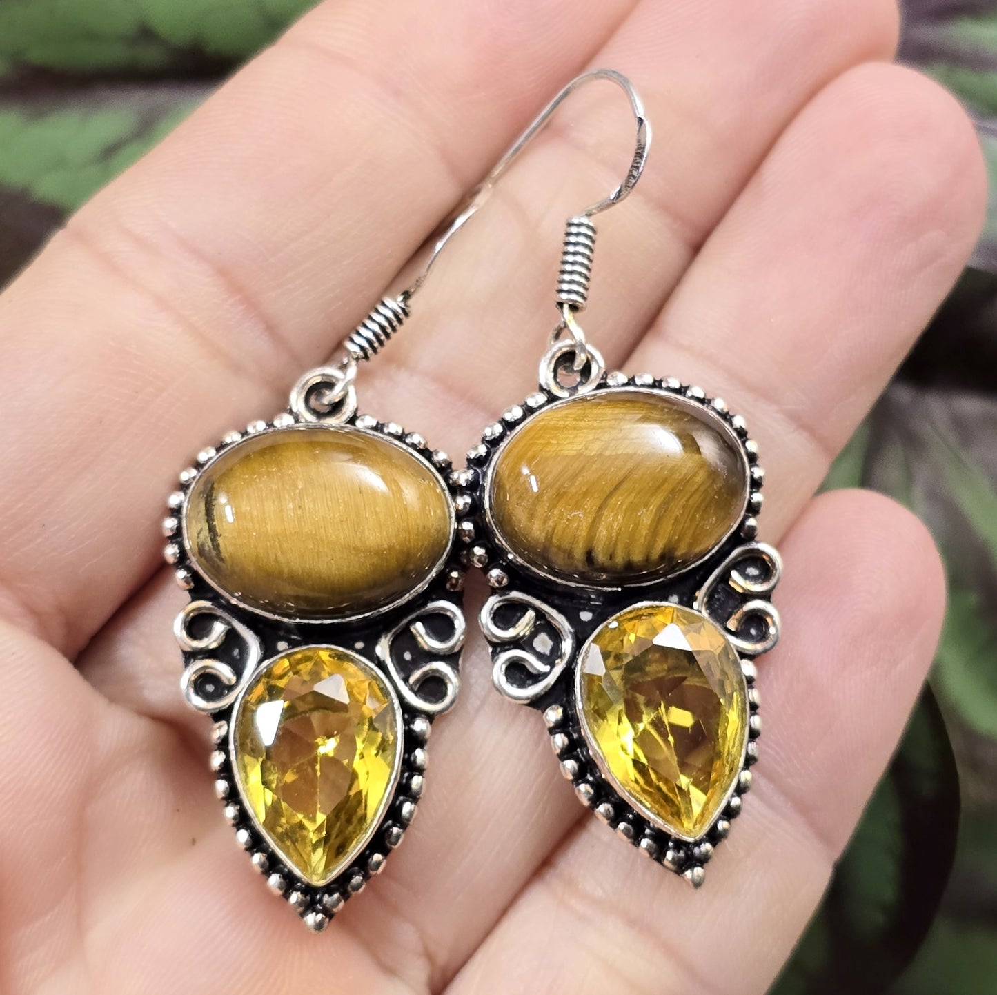 Ohrhänger mit warmem Tigerauge, .925 Sterling Silber