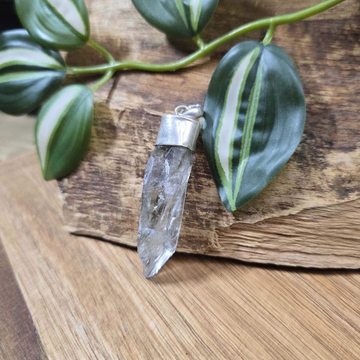 Anhänger Rohquarz Spitze, gefasst in .925 Silber, Pendel, Pendulum