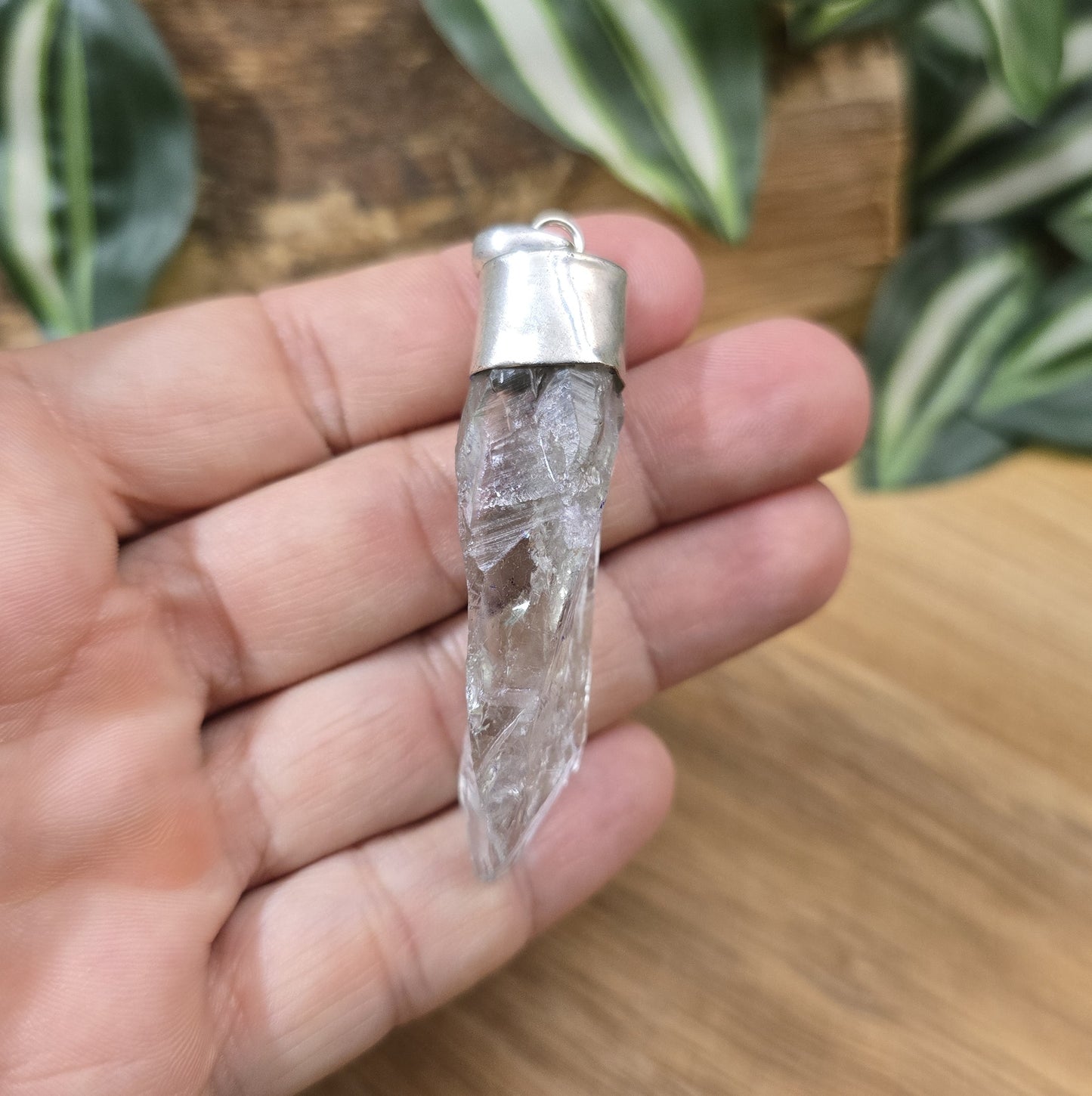 Anhänger Rohquarz Spitze, gefasst in .925 Silber, Pendel, Pendulum