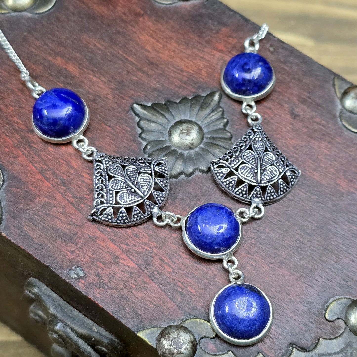 Edle .925 Silberkette mit Lapis Lazuli & stilvollem Hakenverschluss – Zeitlos & elegant