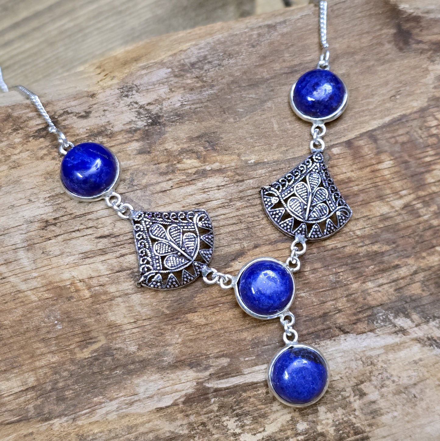 Edle .925 Silberkette mit Lapis Lazuli & stilvollem Hakenverschluss – Zeitlos & elegant