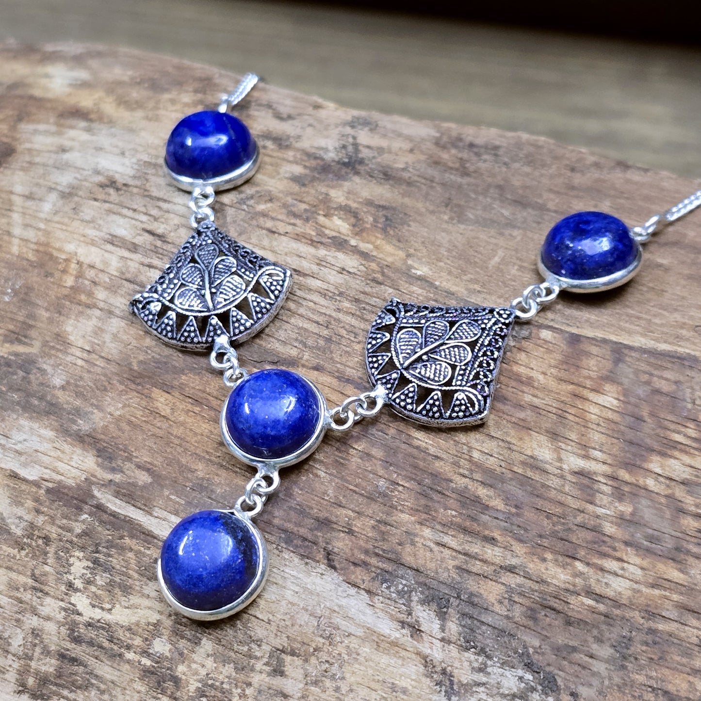 Edle .925 Silberkette mit Lapislazuli & stilvollem Hakenverschluss – Zeitlos & elegant