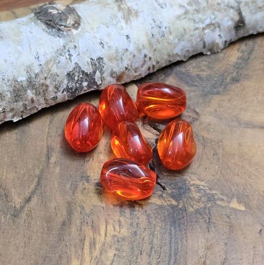 Glasperlen in Nuggetform, rot 13mm, ideal zur Schmuckherstellung