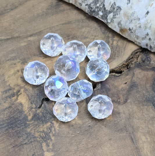 20 facettierte Glasperlen – Rondell – Crystal AB – 8mm – Funkelnde Highlights für deine Schmuckkreationen
