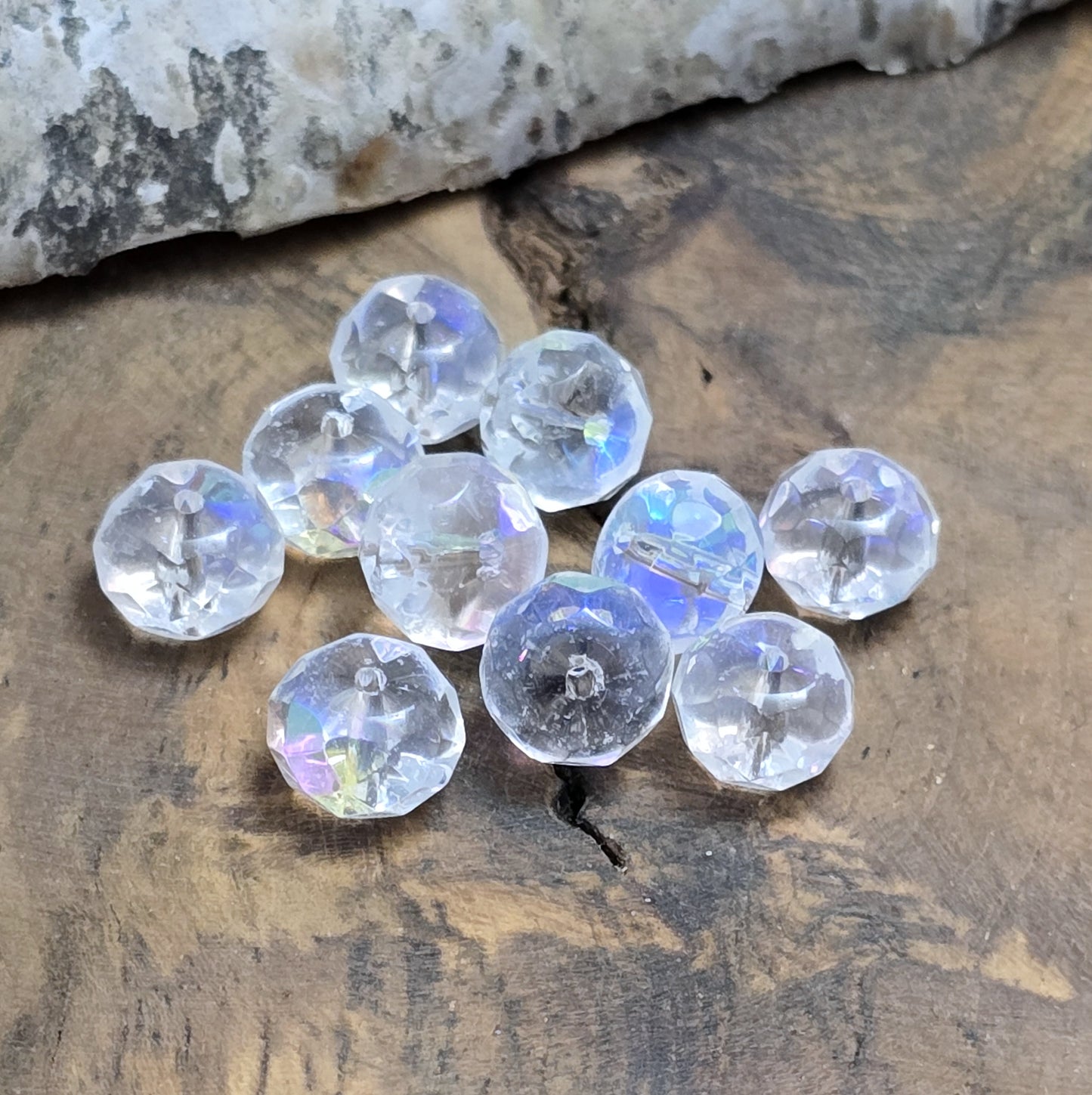 20 facettierte Glasperlen – Rondell – Crystal AB – 8mm – Funkelnde Highlights für deine Schmuckkreationen