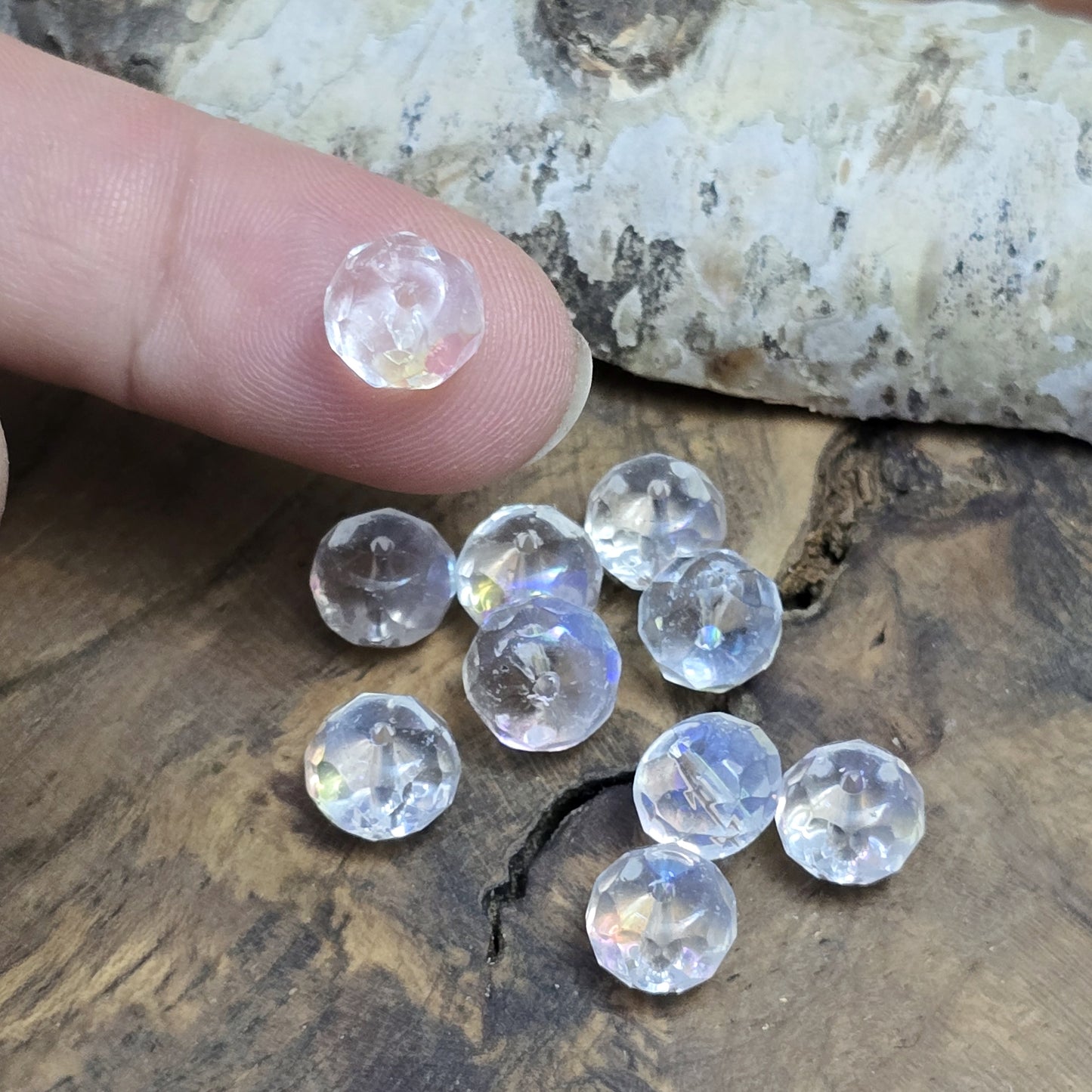 20 facettierte Glasperlen – Rondell – Crystal AB – 8mm – Funkelnde Highlights für deine Schmuckkreationen