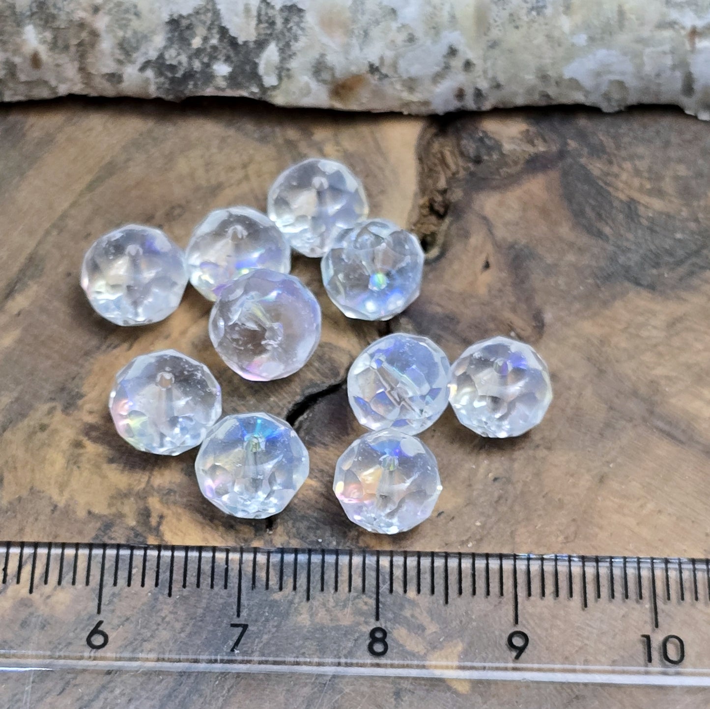20 facettierte Glasperlen – Rondell – Crystal AB – 8mm – Funkelnde Highlights für deine Schmuckkreationen