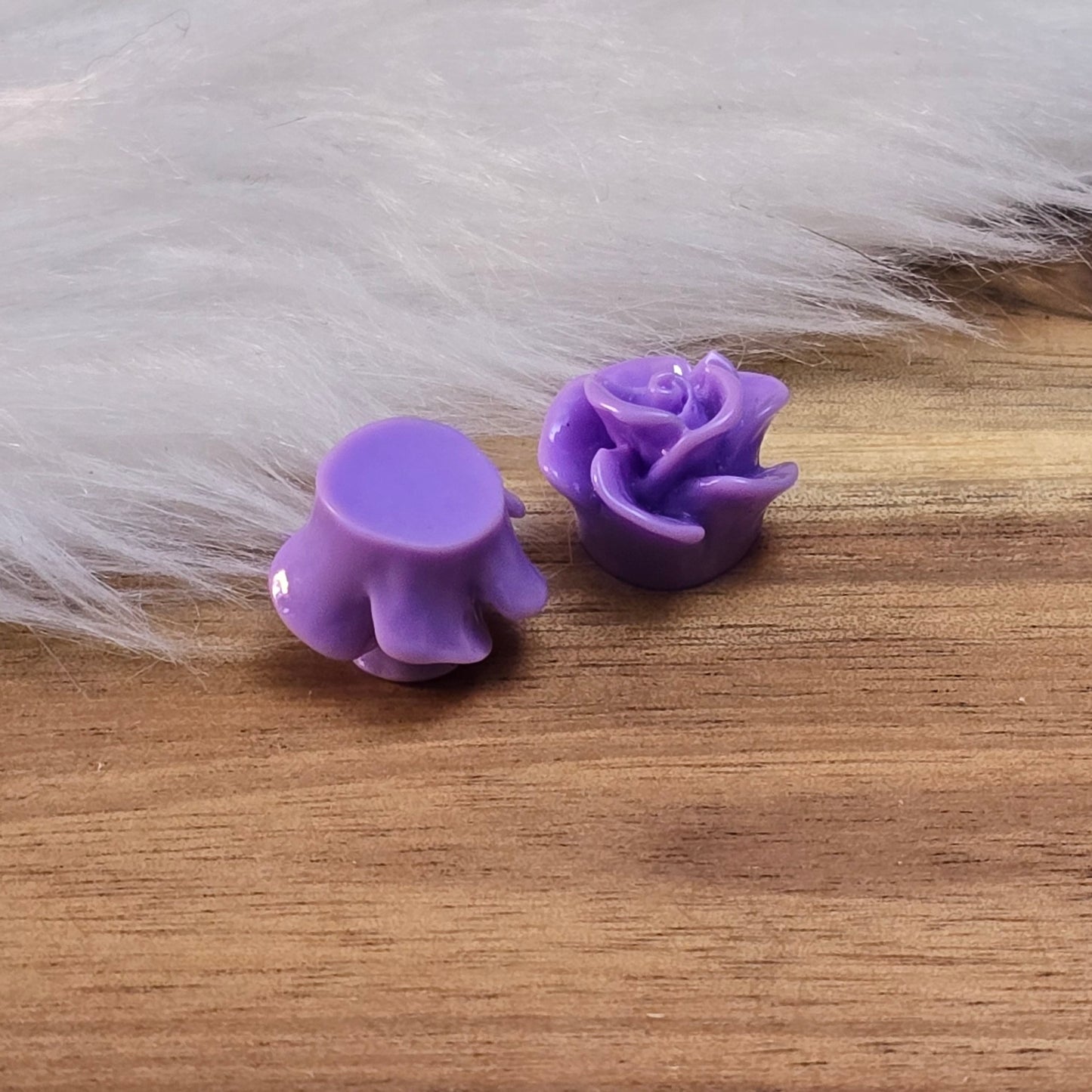 2 Cabochons Rose - 14mm - Lila, für Ohrschmuck, Ringe, Manschettenknöpfe