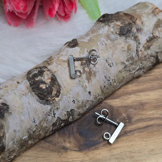 Ohrstecker Stäbchen mit Öse aus 304 Edelstahl, silberfarbig