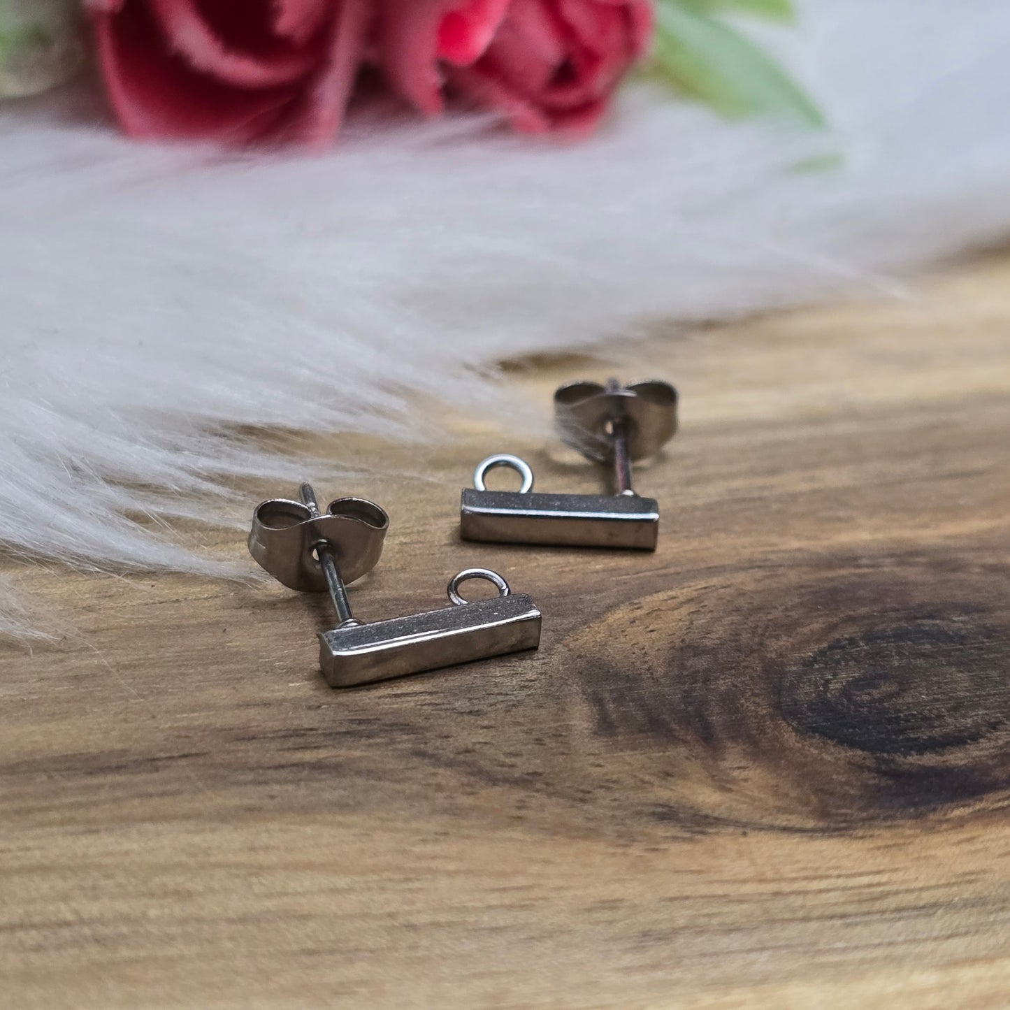 Ohrstecker Stäbchen mit Öse aus 304 Edelstahl, silberfarbig