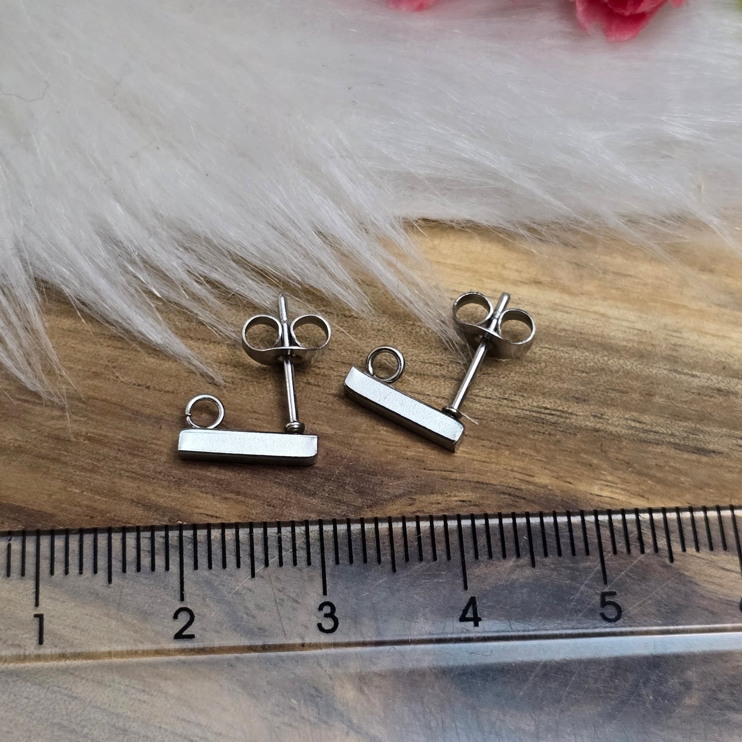 Ohrstecker Stäbchen mit Öse aus 304 Edelstahl, silberfarbig