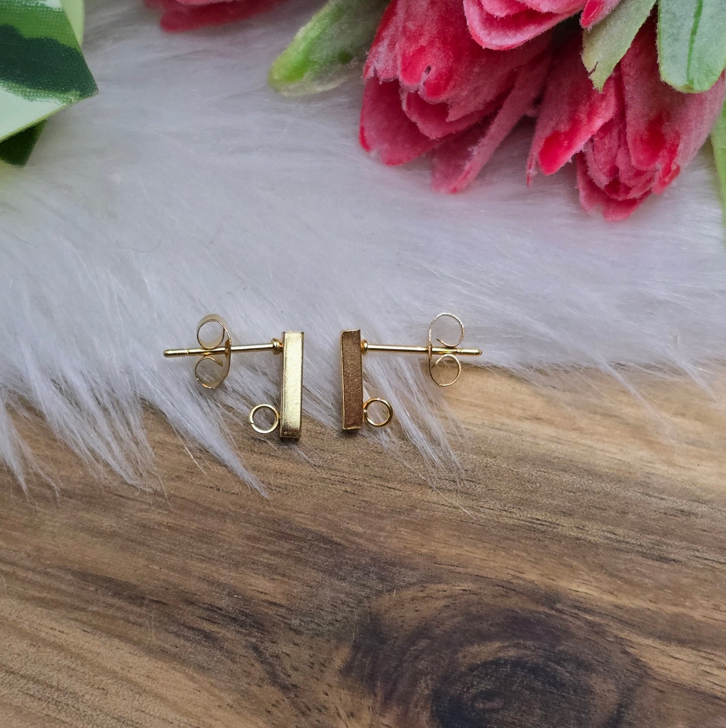 Ohrstecker Stäbchen mit Öse aus 304 Edelstahl, goldfarbig