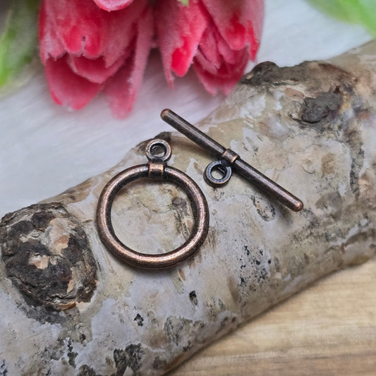 2x Knebelverschluss, antik kupferfarbig