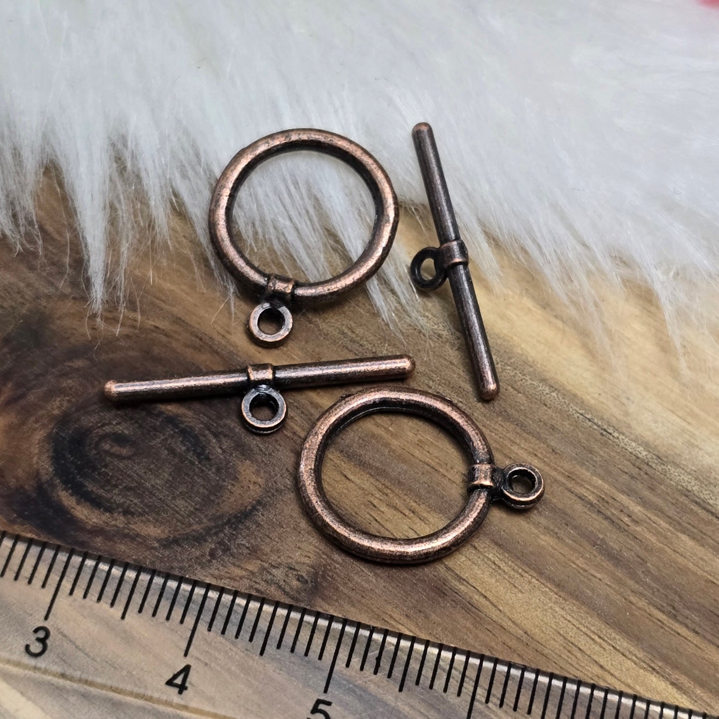 2x Knebelverschluss, antik kupferfarbig