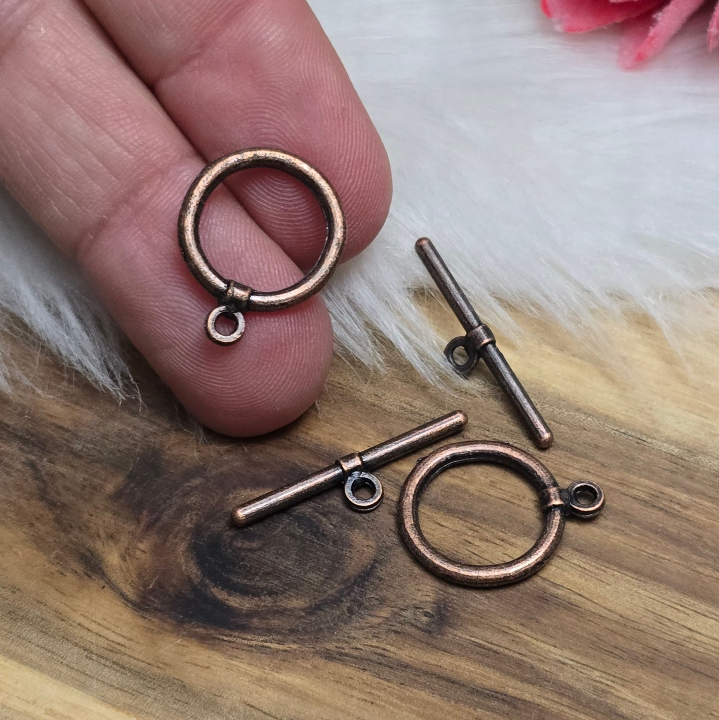 2x Knebelverschluss, antik kupferfarbig